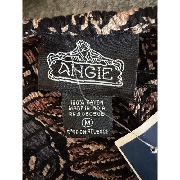 Angie Dress Womens Medium Floral Boho Midi 3/4 Sleeve Twist Keyhole Festival - Picture 4 of 6